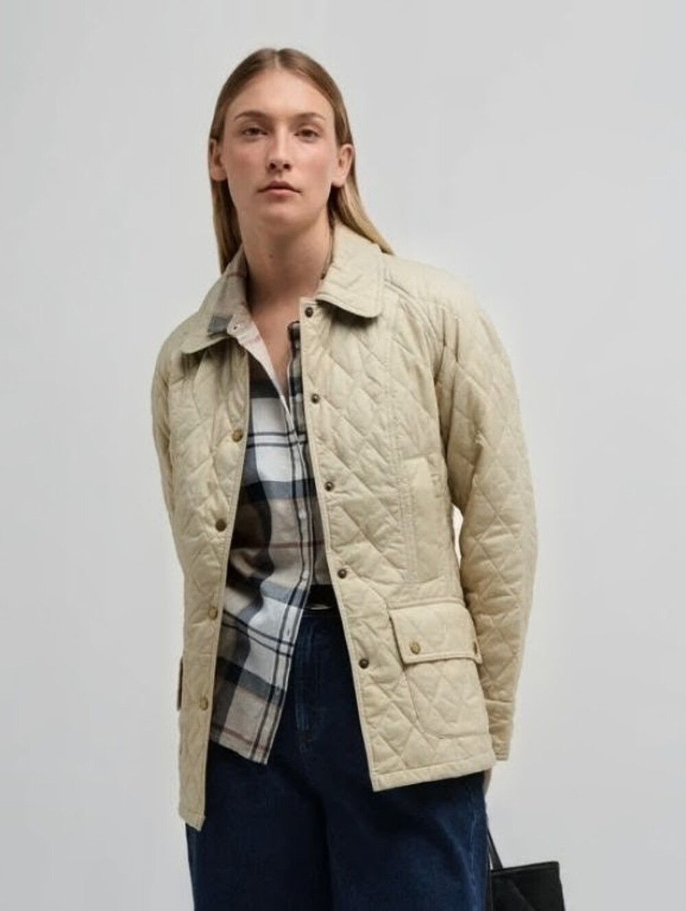 Classic Quilted Jacket in Light Beige
